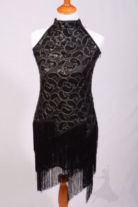 black fringe sequins paisley pattern